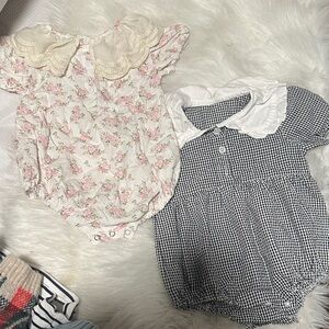 Floral and Gingham Baby Rompers